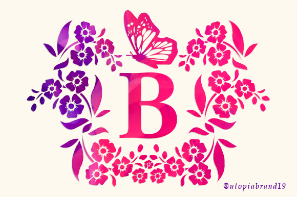 Flower Butterfly Monogram Font for Editorial Elegance